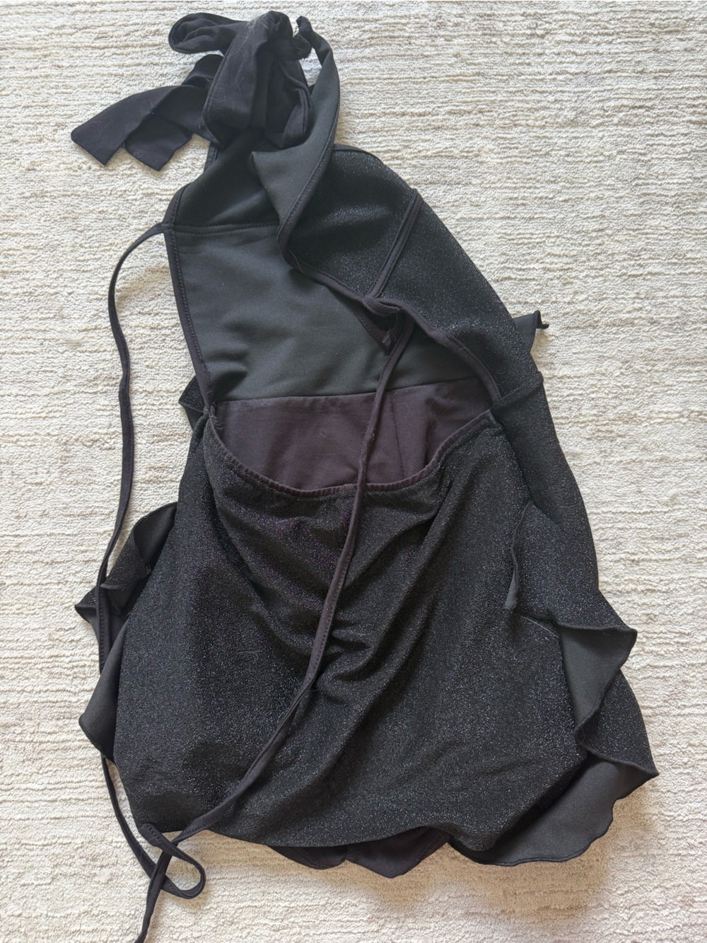 Shein Black Shimmer Halter Deep V Mini Dress (Size XS) - Picture 4 of 4